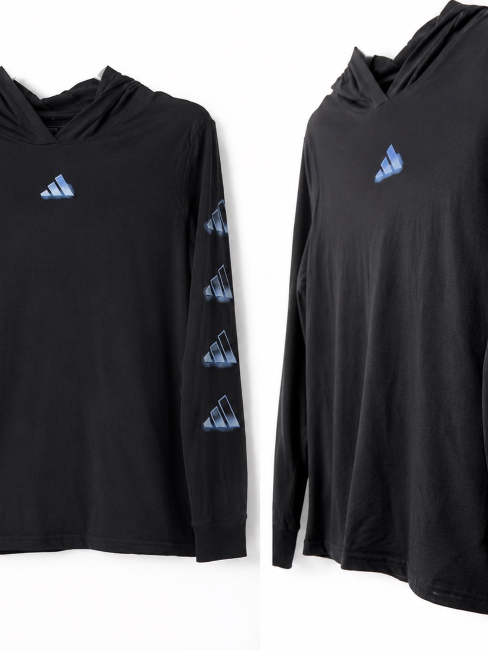 adidas Black Long Sleeve Hooded Top with Subtle Logo